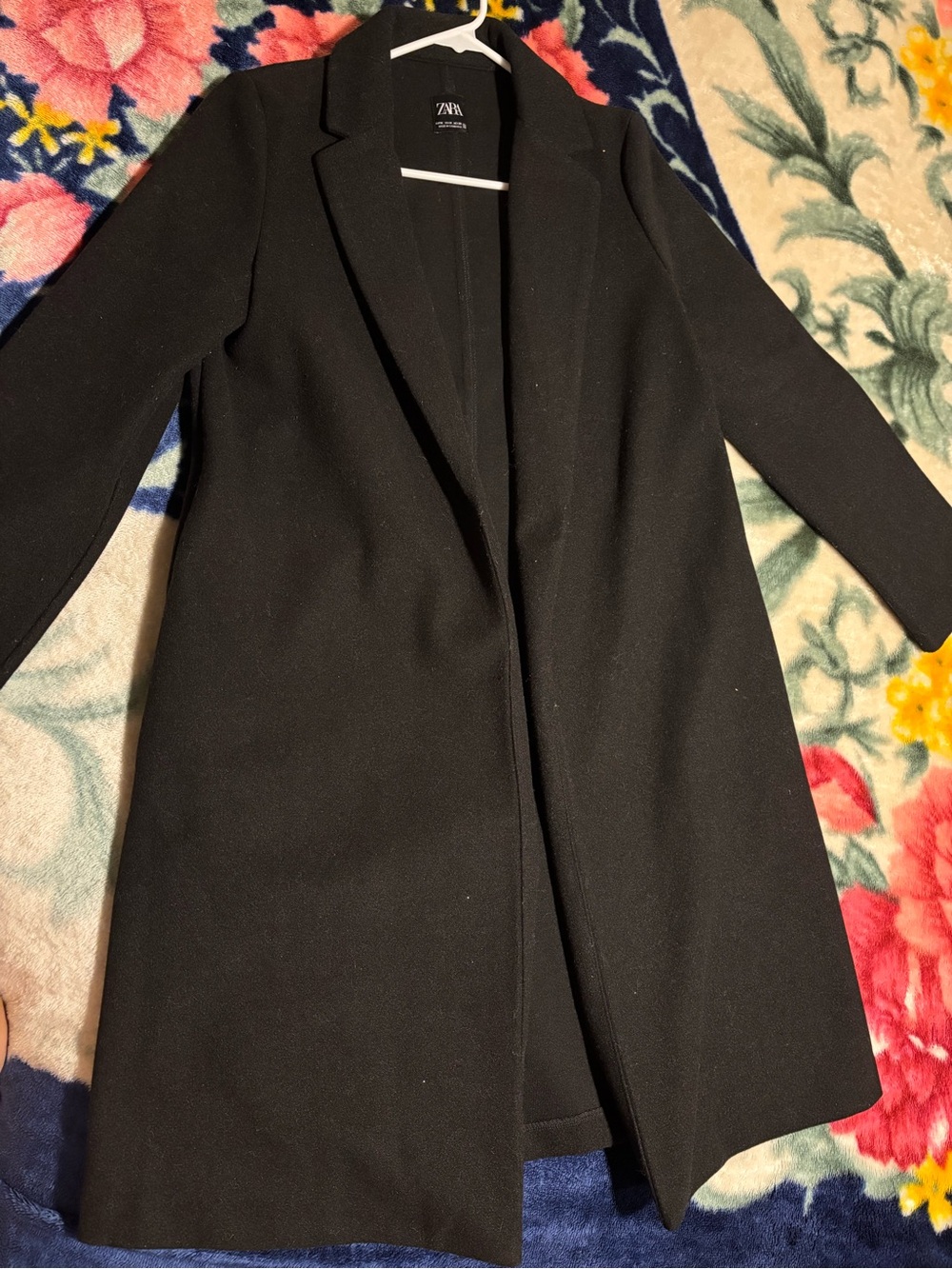 ZARA Black Long Wool-Blend Coat - Classic Women's Overcoat